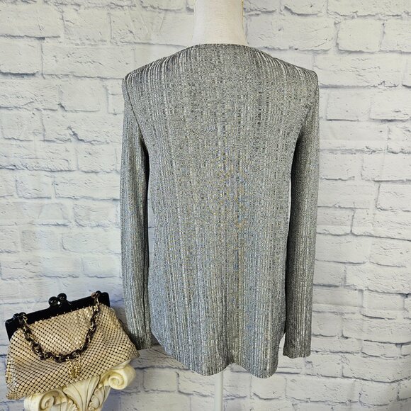 Zara Collection Size Small Gray/Silver Ribbed High-Low Long Sleeve Pullover Top - Picture 5 of 9